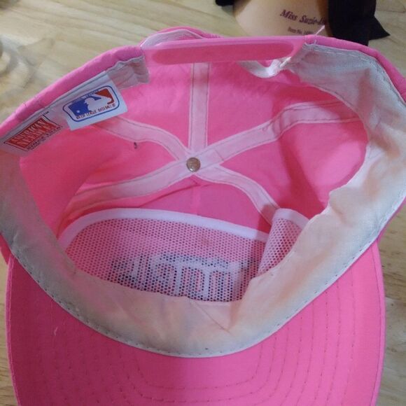 RARE Vintage American Needle California Angels Snap Back Hat Nylon Neon Pink - Picture 10 of 12